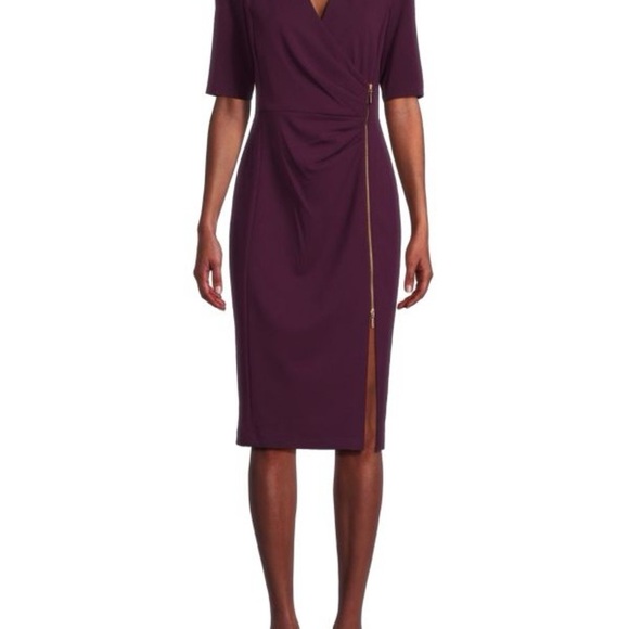 NWT Calvin Klein Zip Midi Sheath Dress | Size 2 | Sold Out Style - Picture 1 of 8